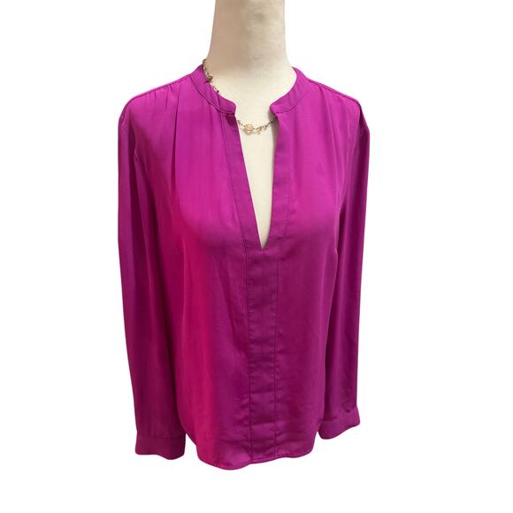 Guess Pink Fuschia Long Sleeve Blouse with Open Back, Size Medium - Picture 1 of 5
